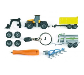 00422 Breloczek - ciągnik rolniczy JCB Fastrac 3220 + akcesoria + przyczepy